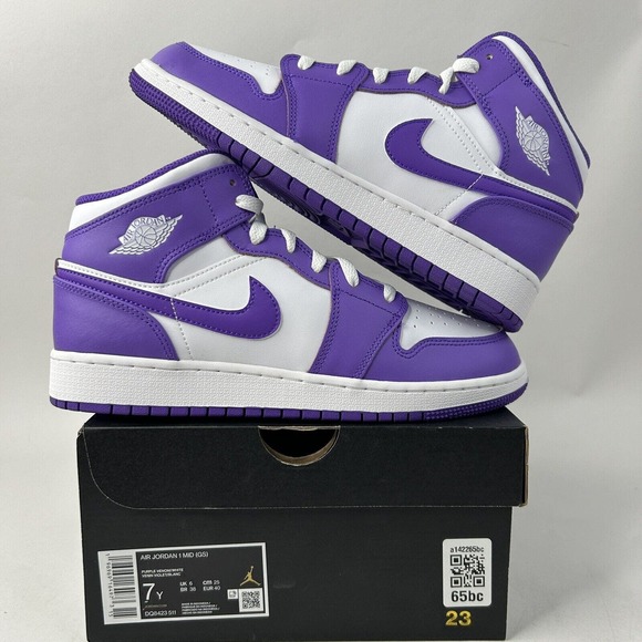 Nike Shoes - Nike Shoes Air Jordan 1 Mid Retro GS “Purple Venom” 2024